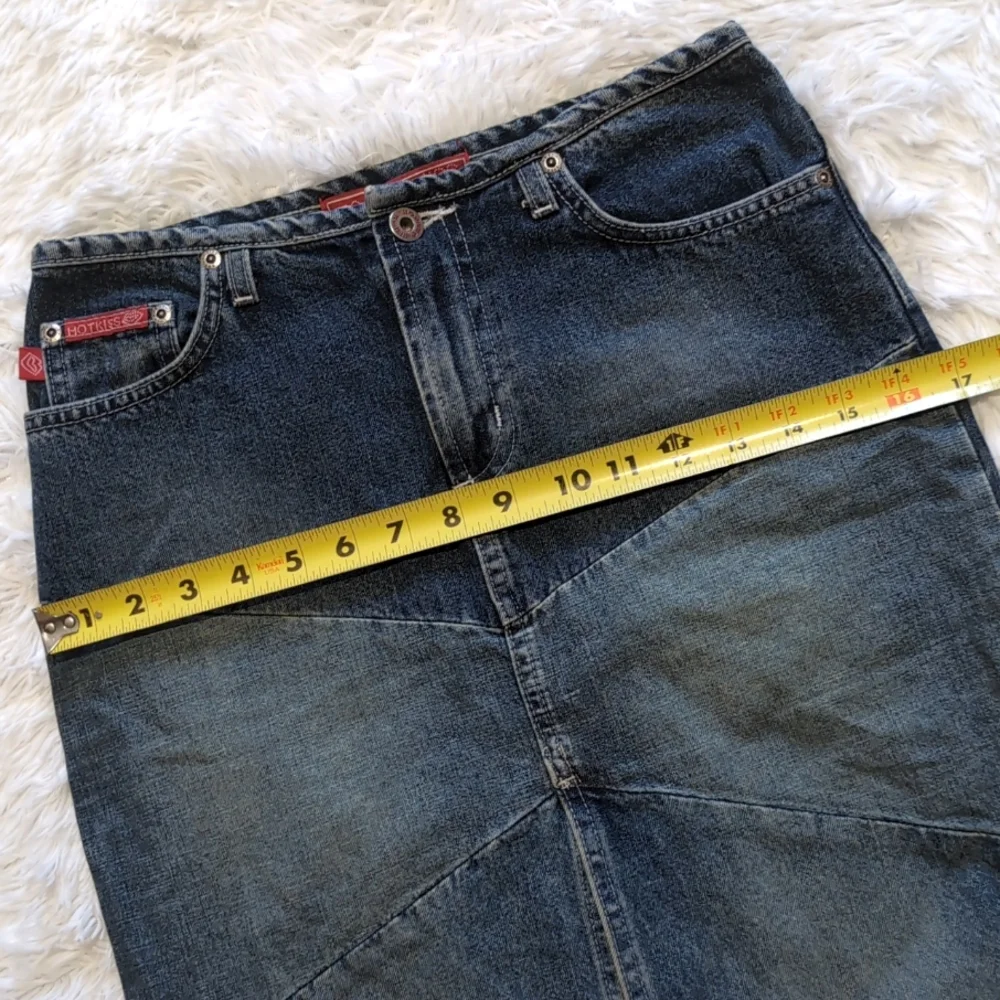 Y2K Vintage Hot Kiss Patchwork Denim Slit Front Pencil Skirt Size 1/23